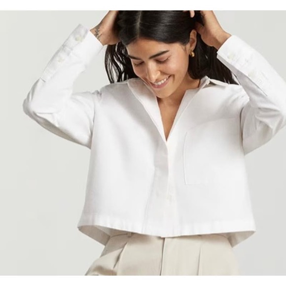 Everlane Tops - Everlane The Cropped Button Down Oxford Shirt in White size 10 nwt